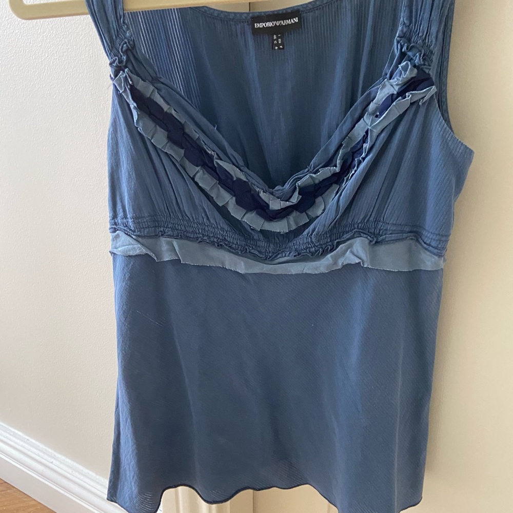 Emporio Armani I-46 US12 blue cotton top Italy - Picture 1 of 8